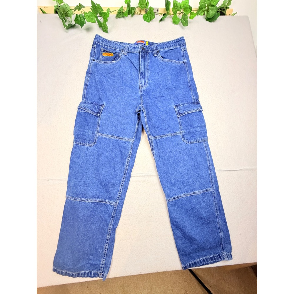 Empyre Loose Fit Cargo Jeans Mens 36 Medium Wash Blue Skate Streetwear Pants
